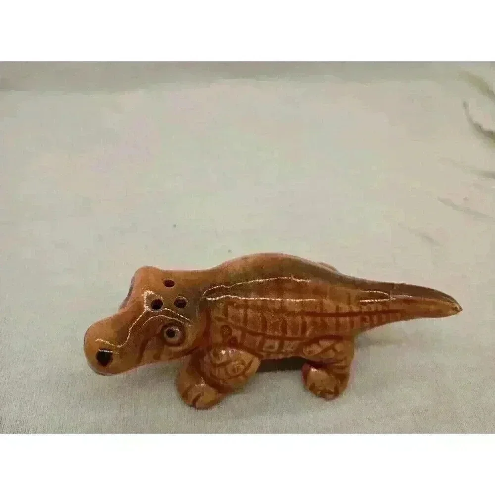 ALLIGATOR Salt Shaker vintage 1940s 1950s brown ceramic Home Decor Cute Japan